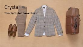  Presentation with classic - Presentation theme consisting of suit white shirt pants shoes background and a coral colored foreground