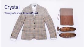  Presentation with classic - Slide set with suit white shirt watch shoes background and a sky blue colored foreground