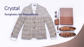  Presentation with classic - Theme consisting of suit white shirt watch shoes background and a sky blue colored foreground
