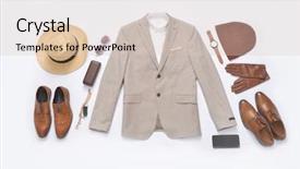  Presentation with interior design of classic white - Slide deck having suit white shirt watch shoes background and a lemonade colored foreground