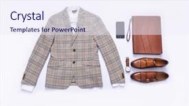  Presentation with interior design of classic white - PPT layouts consisting of suit white shirts watch shoes background and a sky blue colored foreground