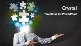  Presentation with brain puzzle - Cool new PPT layouts with suit with glowing puzzle backdrop and a dark gray colored foreground