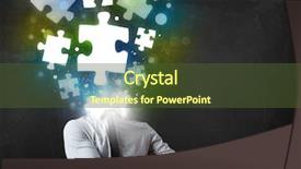  Presentation with cuneiform character recognition - PPT theme enhanced with suit with glowing puzzle head background and a tawny brown colored foreground