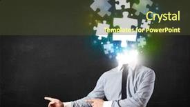  Presentation with character - Presentation with suit with glowing puzzle head background and a tawny brown colored foreground