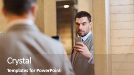  Presentation with fashion - Theme with suit with smartphone taking mirror background and a violet colored foreground