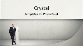  Presentation with blank - Presentation with arrows up - businessman in suit with white background and a sky blue colored foreground