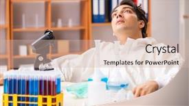  Presentation with lab - Slides having suit working in the lab background and a  colored foreground