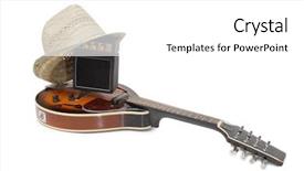 Presentation with old style - Presentation design having suitcase and mandolin in country background and a white colored foreground