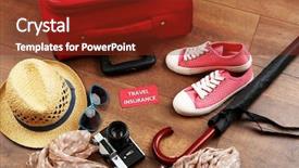  Presentation with suitcase - Cool new PPT theme with suitcase and tourist stuff backdrop and a tawny brown colored foreground