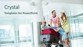  Presentation with suitcase - Beautiful slide set featuring suitcase at the airport backdrop and a sky blue colored foreground