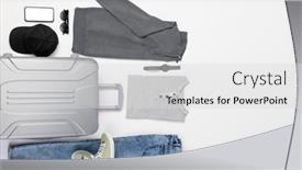  Presentation with space travel - Slide deck with suitcase-clothes-sunglasses-watch background and a  colored foreground