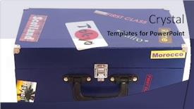  Presentation with world travel - Presentation design with suitcase for travel around the whole world background and a light blue colored foreground