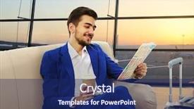  Presentation with airport - Slide deck with suitcase in hall of airport background and a  colored foreground