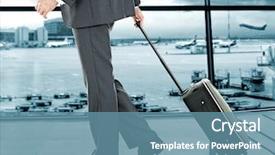  Presentation with airport - Presentation theme having suitcase in hall of airport background and a teal colored foreground