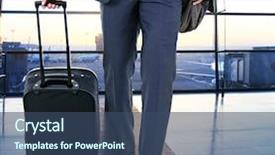  Presentation with airport - Theme enhanced with suitcase in hall of airport background and a ocean colored foreground