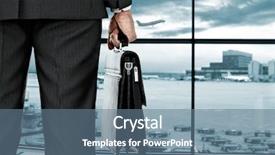  Presentation with vip - Amazing presentation theme having suitcase in hall of airport backdrop and a ocean colored foreground