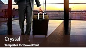  Presentation with airport - Slides with suitcase in hall of airport background and a wine colored foreground