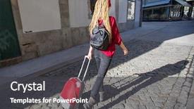  Presentation with pavement - PPT layouts consisting of suitcase is on the pavement background and a dark gray colored foreground