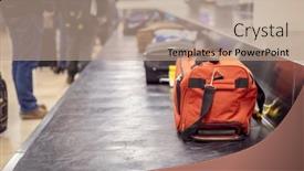  Presentation with conveyor belt - Slide set consisting of suitcase-on-luggage-conveyor-belt background and a coral colored foreground