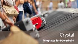  Presentation with conveyor belt - Slide set having suitcase-on-luggage-conveyor-belt background and a gray colored foreground