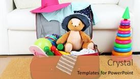  Presentation with suitcase - Amazing theme having suitcase-packed-with-clothes backdrop and a yellow colored foreground