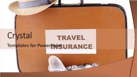 Presentation with suitcase - Cool new PPT theme with suitcase with inscription travel insurance backdrop and a coral colored foreground