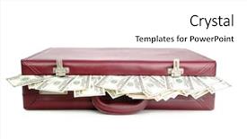  Presentation with suitcase - Audience pleasing presentation theme consisting of suitcase with protruding american dollar backdrop and a  colored foreground
