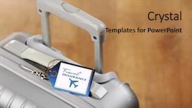  Presentation with insurance - Beautiful slide deck featuring suitcase with travel insurance label backdrop and a coral colored foreground