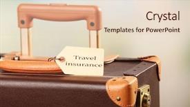  Presentation with insurance - Amazing PPT theme having suitcase with travel insurance label backdrop and a  colored foreground