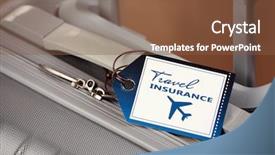  Presentation with suitcase - Cool new PPT layouts with suitcase with travel insurance label backdrop and a tawny brown colored foreground