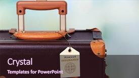  Presentation with suitcase - PPT theme featuring suitcase with travel insurance label background and a wine colored foreground