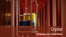  Presentation with hotel - Theme having suitcases in aisle of hotel background and a tawny brown colored foreground