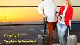  Presentation with airport - Audience pleasing slide deck consisting of suitcases in hall of airport backdrop and a  colored foreground