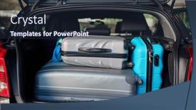  Presentation with car parking - Cool new PPT theme with suitcases-in-opened-car-trunk backdrop and a wine colored foreground