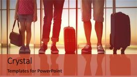  Presentation with airport - Cool new presentation theme with suitcases in the airport backdrop and a red colored foreground