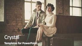  Presentation with old couple - Cool new PPT layouts with suitcases on a train backdrop and a tawny brown colored foreground