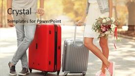  Presentation with married couple hearts - Slide deck consisting of suitcases walking in the street background and a lemonade colored foreground