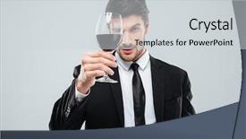  Presentation with wine industry - Cool new presentation theme with suite looking at red wine backdrop and a light gray colored foreground