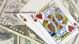  Presentation with king - Presentation design enhanced with lucky draw casino gambling - suited ace and king background and a soft green colored foreground