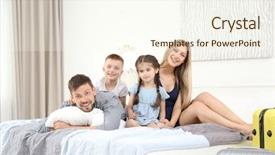  Presentation with bed hotel - Colorful slide deck enhanced with suites - happy family on bed backdrop and a cream colored foreground