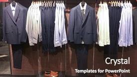  Presentation with closet - Slide set having suits with shirts shoes background and a wine colored foreground