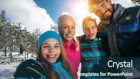  Presentation with winter family - PPT theme having suki day - happy family smiling and making background and a ocean colored foreground