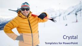  Presentation with mountain - Amazing slide deck having suki day - portrait of smiling man backdrop and a sky blue colored foreground