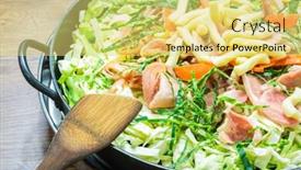  Presentation with korea - Theme with sukiyaki korea food background and a yellow colored foreground