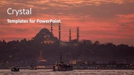  Presentation with dusk - PPT theme enhanced with suleimanie mosque in istanbul at dusk background and a coral colored foreground