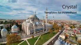  Presentation with view of al aqsa mosque - PPT theme consisting of ottomans - aerial view of suleymaniye mosque background and a light blue colored foreground