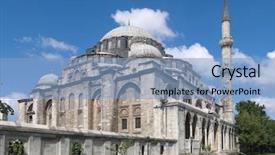  Presentation with istanbul - Cool new PPT theme with suleymaniye mosque in istanbul turkey backdrop and a light blue colored foreground