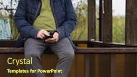  Presentation with bad news - Presentation design featuring sullen-adult-man-sits background and a wine colored foreground