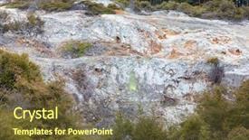 Presentation with new zealand - Presentation with sulphur - image of geothermal activity background and a tawny brown colored foreground