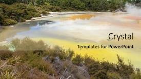  Presentation with new zealand - Slide set with sulphur - image of geothermal activity background and a lemonade colored foreground